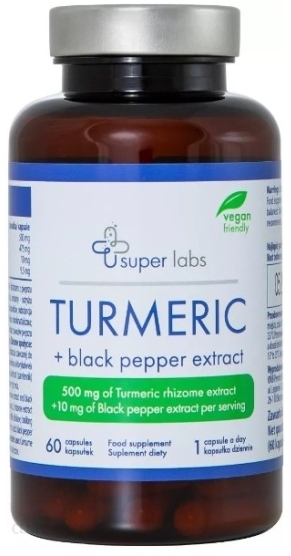Super Labs TURMERIC + black pepper extract 60 kapsułek