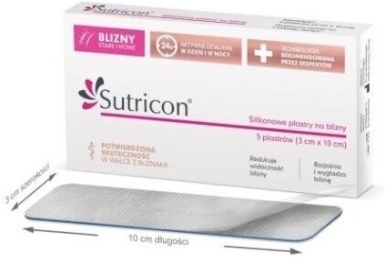 Sutricon plastry silikonowe na blizny 3 cm x10 cm 5 sztuk