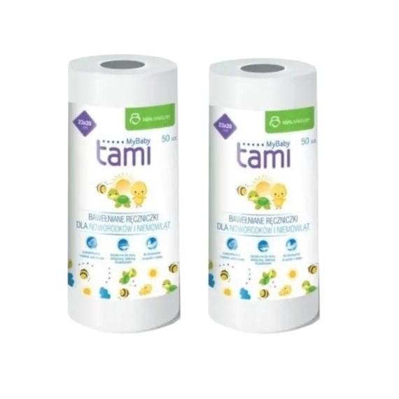 Tami MyBaby Bawełniane Ręczniczki 50sztuk Wielopak x2