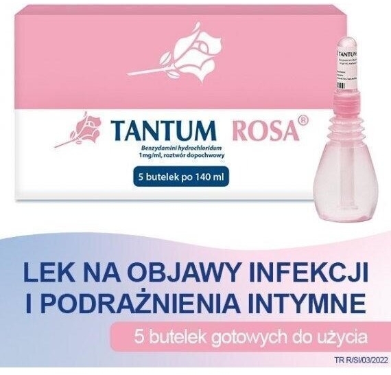 Tantum Rosa roztwór dopochwowy 1mg/ml 5 butelek po 140 ml