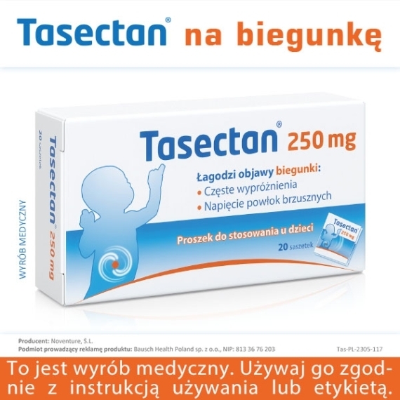 Tasectan Proszek 250 mg do stosowania u dzieci 20 saszetek na biegunkę