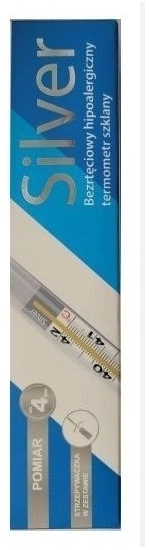 Termometr SILVER szklany bezrtęciowy hipoalergiczny ze strzepywaczką 1 sztuka