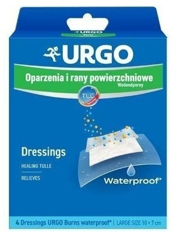 URGO plastry na oparzenia i rany powierzchniowe wodoodporne duże 4 sztuki