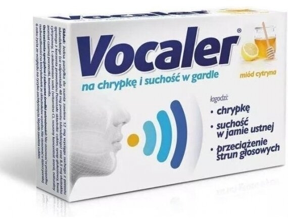 VOCALER miód cytryna pastylki do ssania 12 pastylek