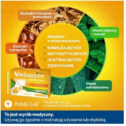 Verbascon Gardło Med pastylki do ssania 24 sztuki