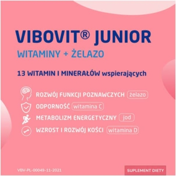 Vibovit Junior Witaminy + Żelazo 30 tabletek do ssania