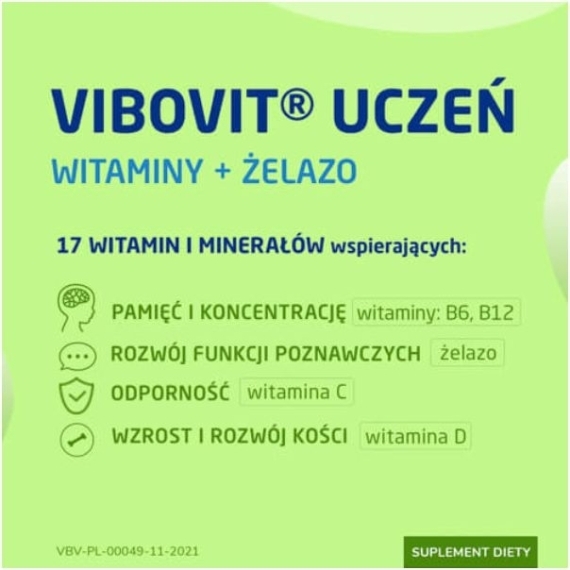 Vibovit Uczeń Witaminy + Żelazo 30 tabletek