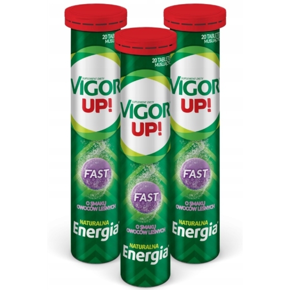 Vigor UP! Fast 20 tabletek musujących o smaku owoców leśnych Wielopak x3