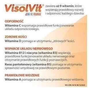 VisolVit Junior Orange, musujący proszek 10 saszetek