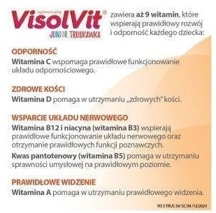 VisolVit Junior Truskawka, musujący proszek 30 saszetek