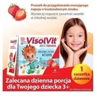 VisolVit Junior Truskawka, musujący proszek 30 saszetek