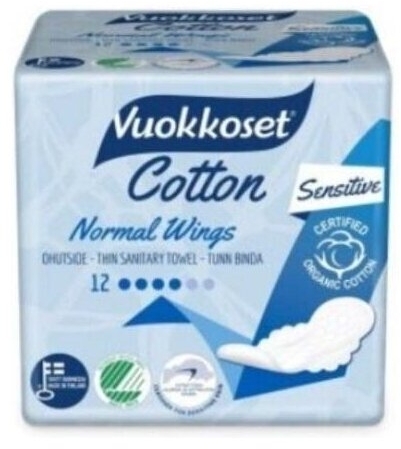 Vuokkoset COTTON Podpaski ze Skrzydełkami Normal Sensitive 12 sztuk