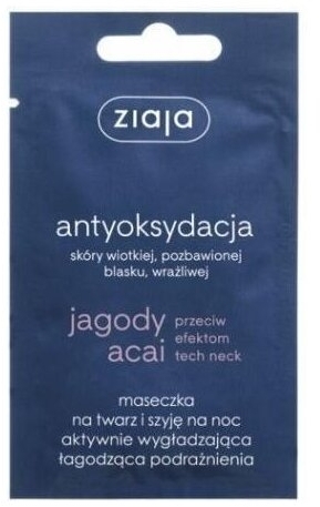 ZIAJA JAGODY ACAI Maska na noc wygładzająca na twarz i szyję 7 ml