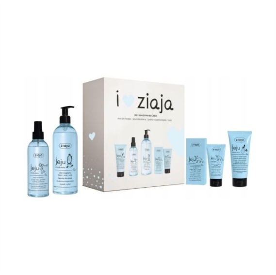 ZIAJA JEJU Niebieska młoda skóra Zestaw mus do twarzy 50 ml + tonik do twarzy 200 ml + płyn micelarny 390 ml + pasta przeciw zaskórnikom 75 ml
